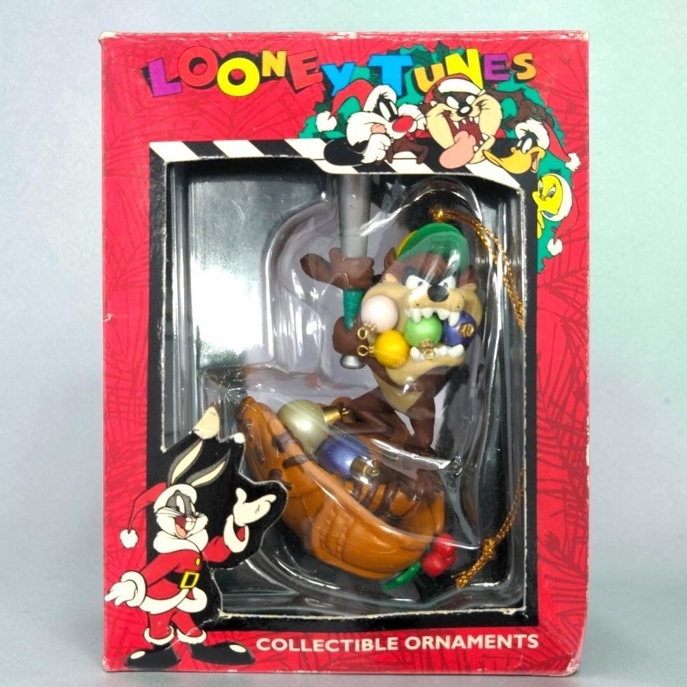 VTG 1996 Looney Tunes Taz Baseball Christmas Ornament Matrix Warner Bros Holiday